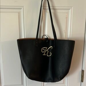 Black Tote Bag with Monogram
